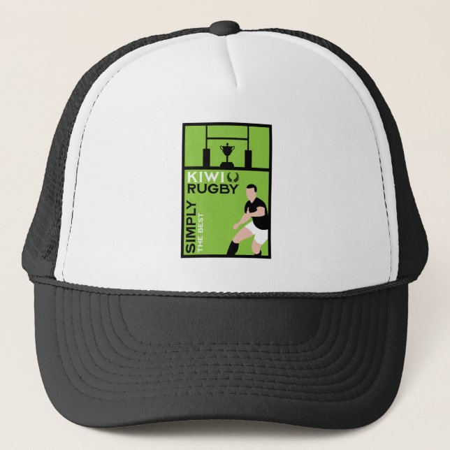 Kiwi NZ Rugby Players Art Trucker Hat (Front)