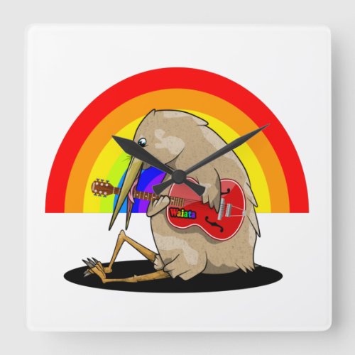 kIWI playing acoustic guitar Square Wall Clock