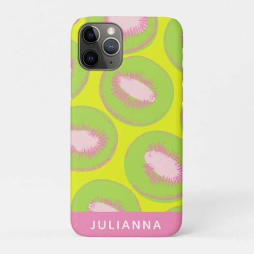 Kiwi Pop Art Fruit Chartreuse Pink Personalized iPhone 11 Pro Case