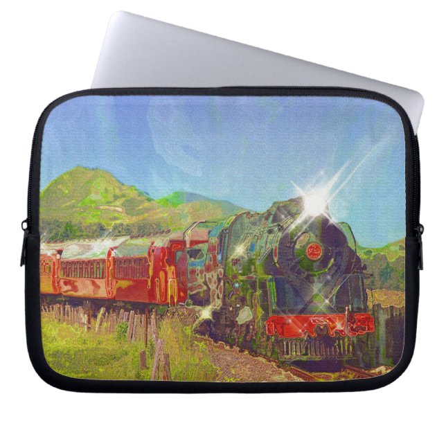 Kiwi Railway Steam Train for Trainspotters Art Laptop Sleeve (Front)