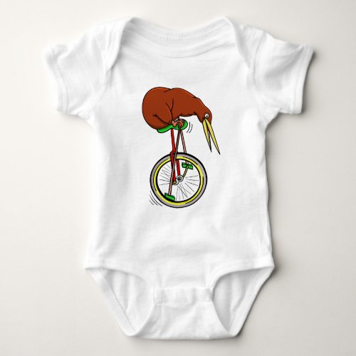 Kiwi Riding A Unicycle Baby Bodysuit