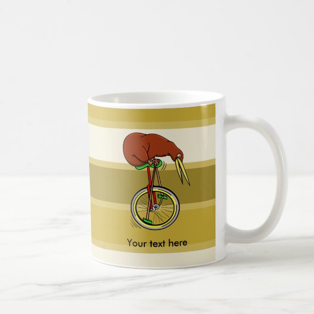 Kiwi Riding A Unicycle Funny  Illustration Coffee Mug (Right)
