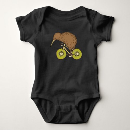 Kiwi Riding Bike With Kiwi Wheels Baby Bodysuit