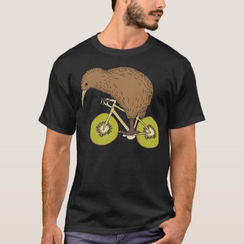 Kiwi Riding Bike With Kiwi Wheels bicycle  T_Shirt