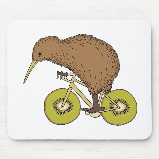 Kiwi Riding Bike With Kiwi Wheels Mouse Pad (Front)