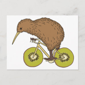 Kiwi Riding Bike With Kiwi Wheels Postcard