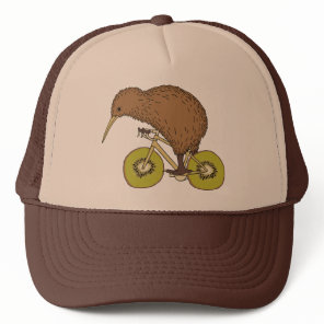Kiwi Riding Bike With Kiwi Wheels Trucker Hat