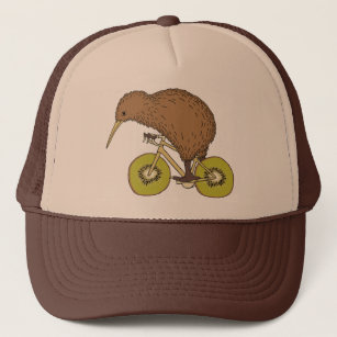 Kiwi Riding Bike With Kiwi Wheels Trucker Hat