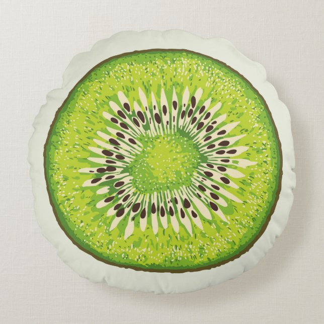 Kiwi Slice illustration pattern Round Pillow (Front)