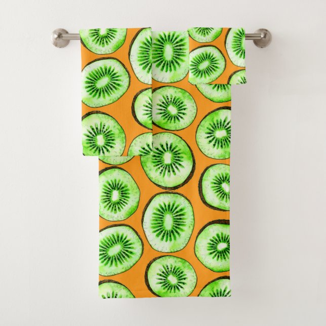 Kiwi slices bath towel set (Insitu)