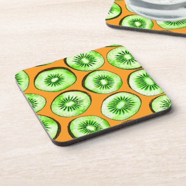 Kiwi slices beverage coaster (Left Side)