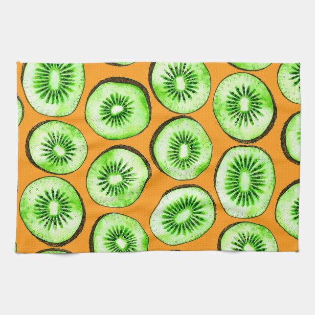 Kiwi slices kitchen towel (Horizontal)