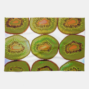Kiwi slices kitchen towel