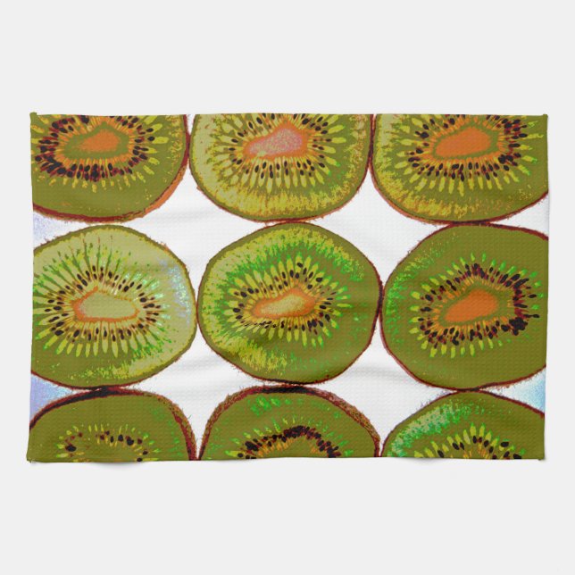 Kiwi slices kitchen towel (Horizontal)