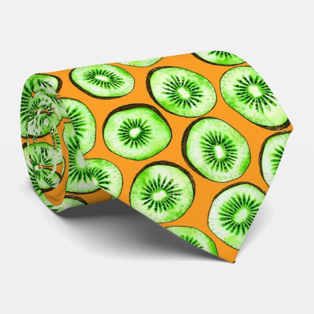 Kiwi slices neck tie (Rolled)