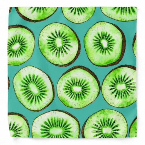 Kiwi slices on turquoise bandana