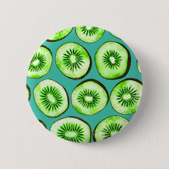 Kiwi slices on turquoise button (Front)