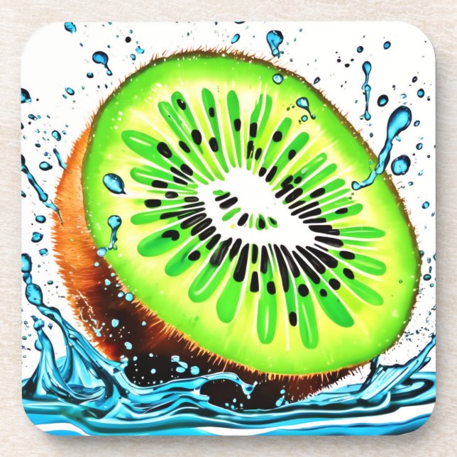 Kiwi Splash of Freshness Beverage Coaster (Front)