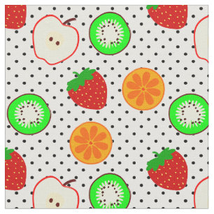 kiwi strawberry apple fruit dots fabric