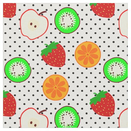 kiwi strawberry apple fruit dots fabric