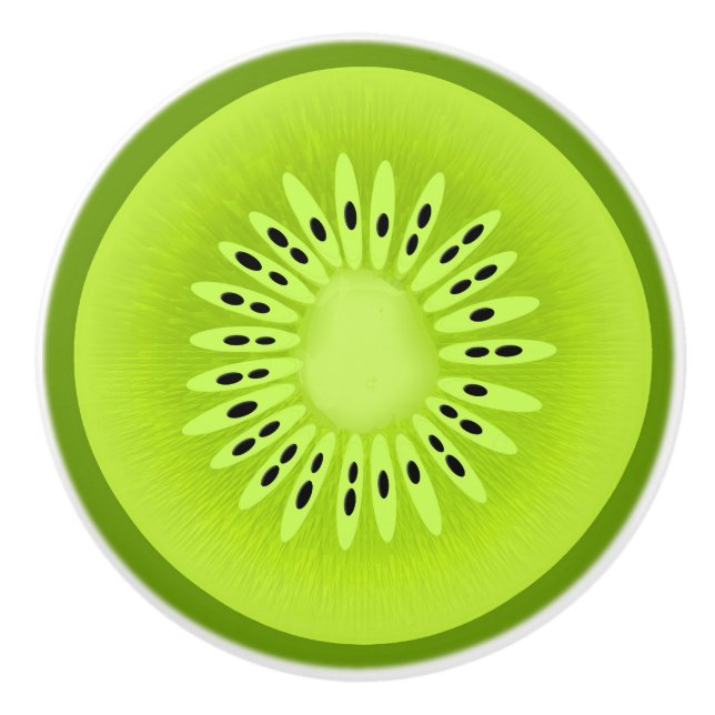 Kiwi Stylized Fruit Slice Ceramic Knob (Front)