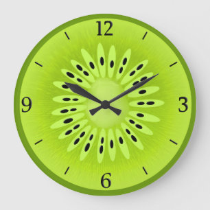 Kiwi Stylized Fruit Slice Large Clock