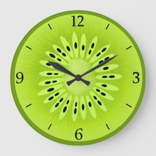 Kiwi Stylized Fruit Slice Large Clock