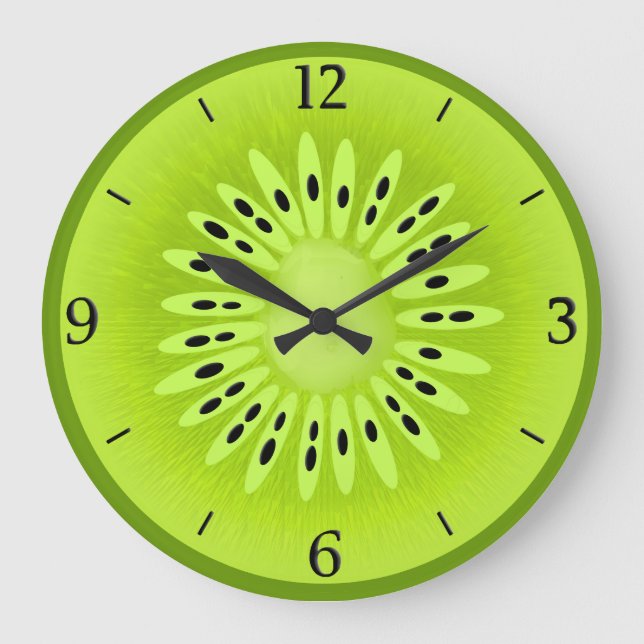 Kiwi Stylized Fruit Slice Large Clock (Front)