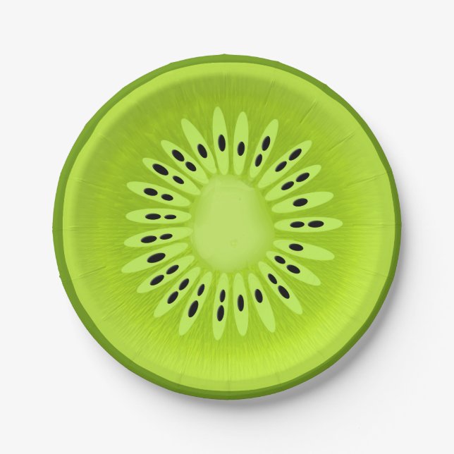 Kiwi Stylized Fruit Slice Paper Plates (Front)