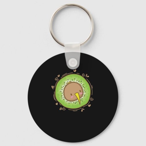 Kiwi Vogel Kopf mit Kiwi Frucht Obst Keychain