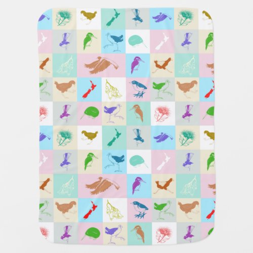 Kiwiana pop art bird pattern baby blanket