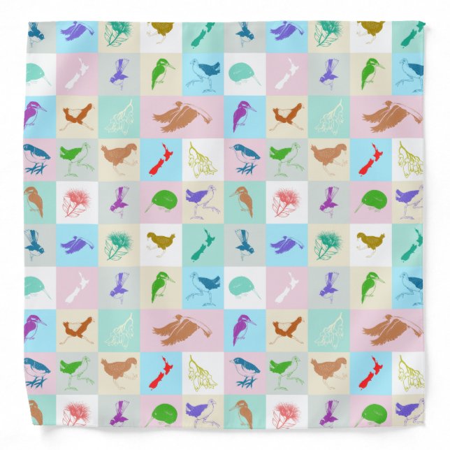 Kiwiana pop art bird pattern bandana (Front)