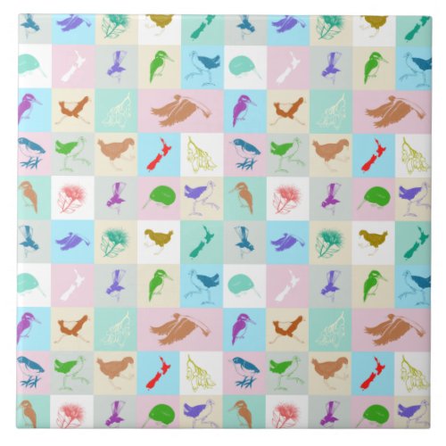 Kiwiana pop art bird pattern ceramic tile