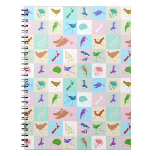 Kiwiana pop art bird pattern notebook