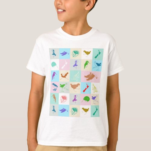 Kiwiana pop art bird pattern T_Shirt