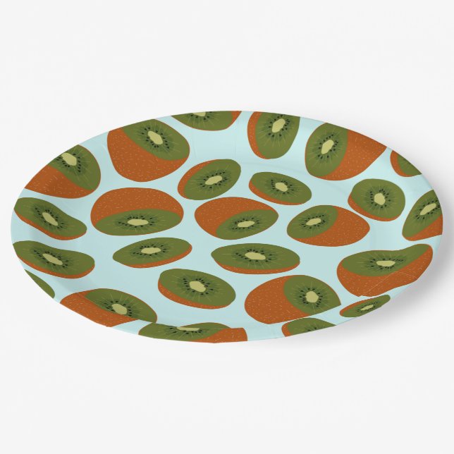 Kiwifruit Pattern Paper Plates (Angled)