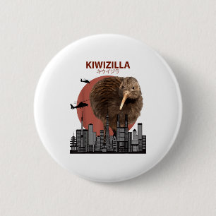 Kiwizilla Funny Kiwi _ New Zealand Bird Lovers Gif Button