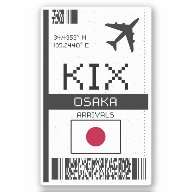 KIX Osaka Boarding Pass - Japan Sticker (Front)