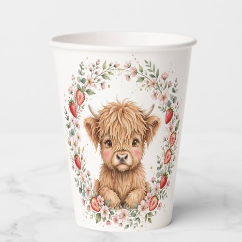 KJV Bible-Cozy Strawberry Highland Cow Calf Paper Cups