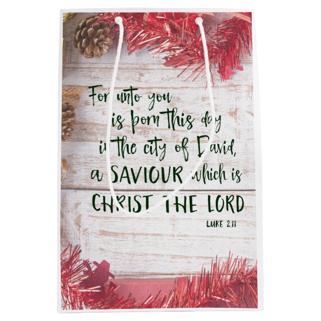 KJV Bible Verse Christmas Medium Gift Bag (Front)
