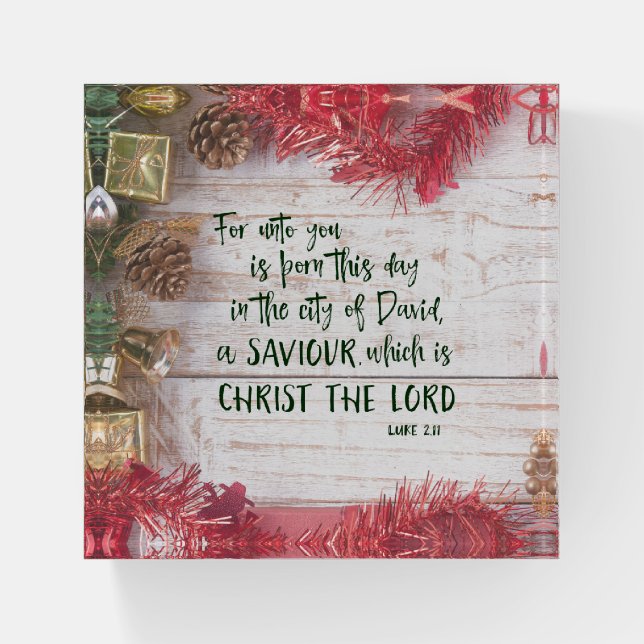 KJV Luke Scripture Christmas Paperweight (Front)