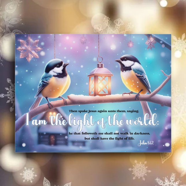 KJV Scripture Chickadees Christian Christmas Holiday Postcard (Creator Uploaded)