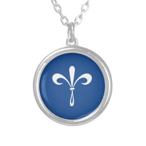KKG Fleur de Lis Deep Blue Silver Plated Necklace