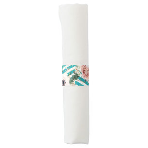kkkk Geometric Rose Chevron Teal Napkin Bands