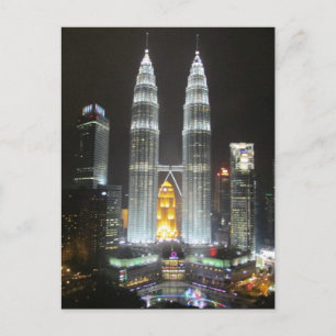 kl towers night light postcard