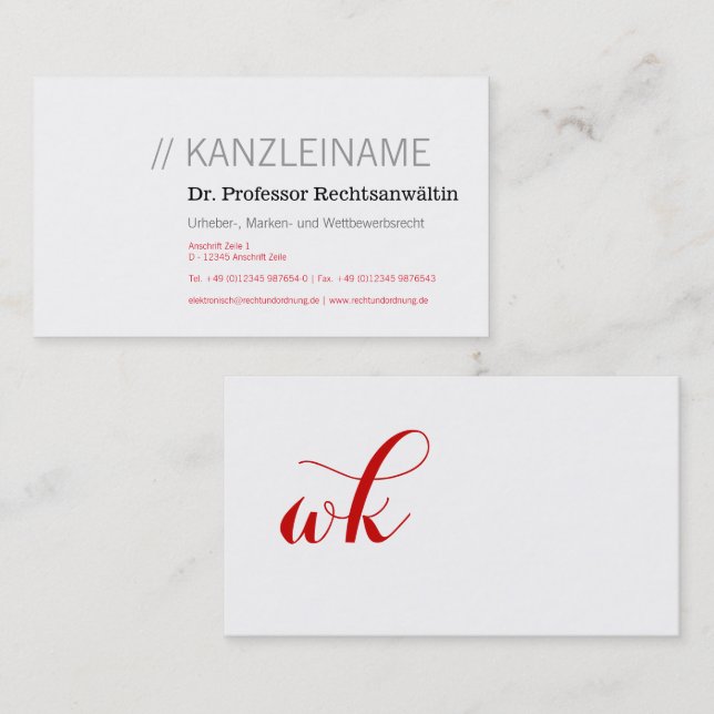 Klar und Dominant Business Card (Front/Back)