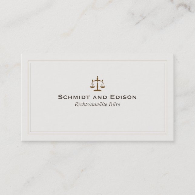 Klassische Rechtsanwalts-Visitenkarte Business Card (Front)