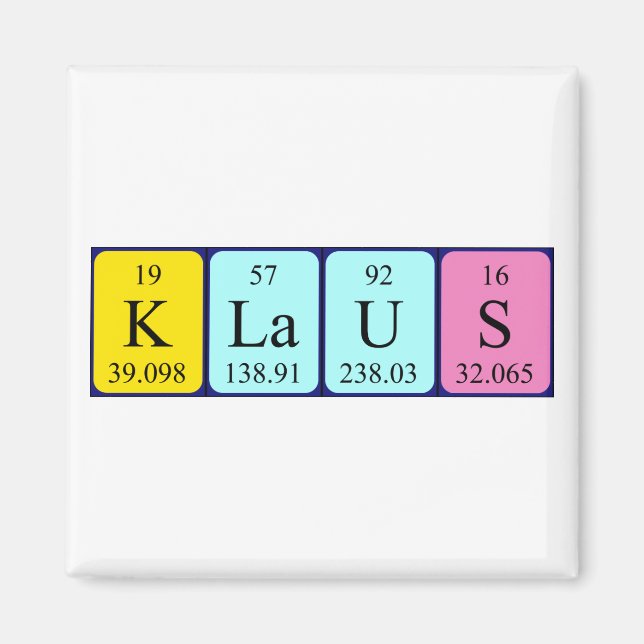 Klaus periodic table name magnet (Front)