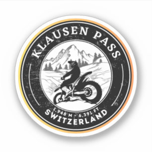 Klausen Pass swiss–alps motorcycle tour Sticker