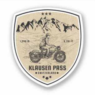 Klausen Pass swiss–alps motorcycle tour Sticker